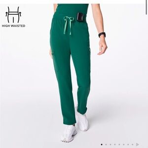 Figs Green High-Waisted Track Pants